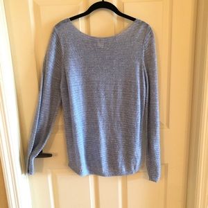 St Tropez West 100% linen light blue top long sleeve shirt large